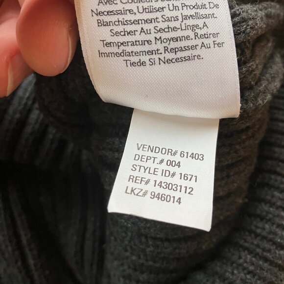 Eddie Bauer Sweater Mens L V-Neck Charcoal Gray Ribbed Heavyweight Australian - Picture 10 of 10